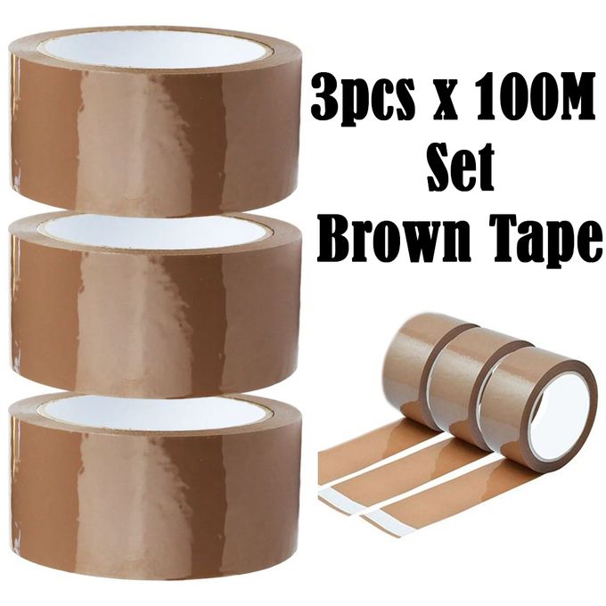 3pcs Brown Packing Tape Strong Adhesive Packaging Boxes Shipping Carton Sealing